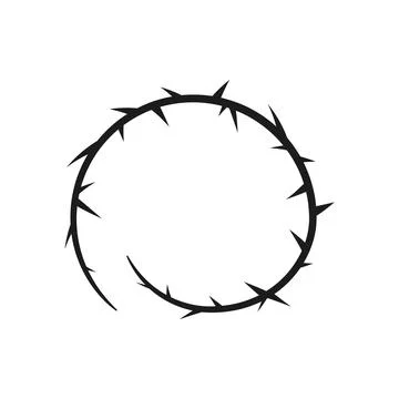 Vector illustration of crown of thorns. Abstract round empty frame with thorns. Stock Illustration
