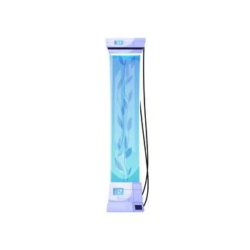 Vector illustration of cryochamber with long round flask, inside with plant. Stock Illustration