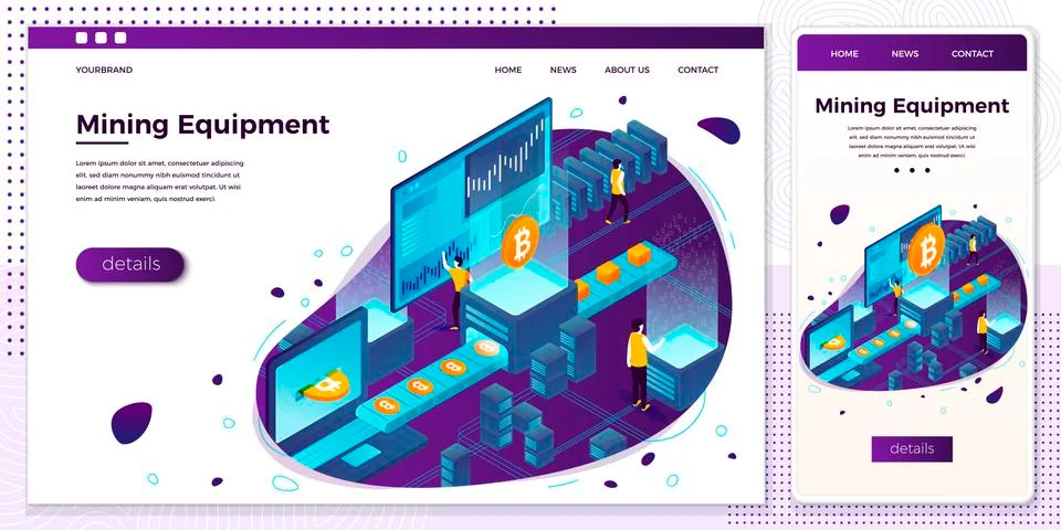 Vector illustration cryptocurrency mining process, transporter with bitcoins Stock Illustration