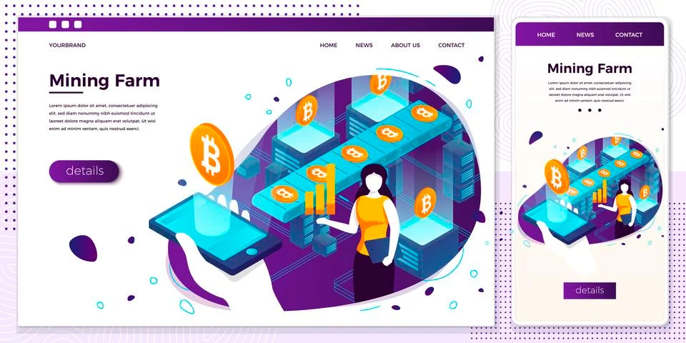 Vector illustration - cryptocurrency mining process, transporter with bitcoins Stock Illustration