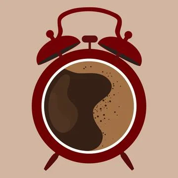 Vector illustration Cup of coffee inside of alarm clock Ilustración de archivo