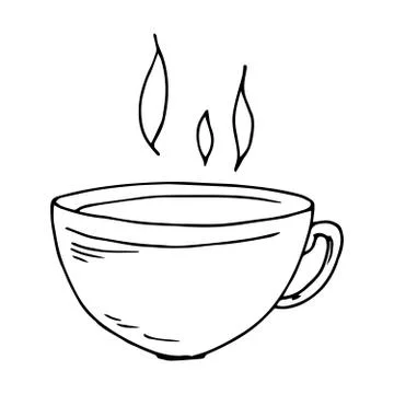 Vector illustration of a cup for coffee or tea. Mug with a hot coffee. Cup of Stock Illustration