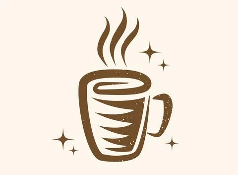 Vector illustration of a cup of coffee or tea in retro style. Vintage logo .. Illustrazione stock