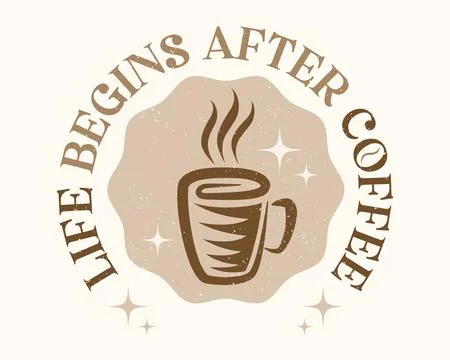 Vector illustration of a cup of coffee in retro style. Vintage logo of hot .. Ilustración de archivo