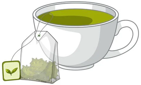 Vector Illustration of a Cup of Green Tea with Teabag Stock Illustration