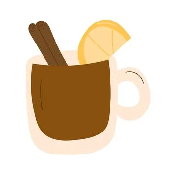 Vector illustration with cup mulled wine. Stock Illustration