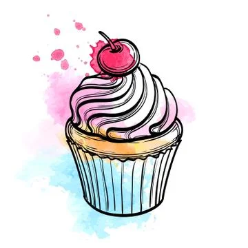 Vector illustration of cupcake Stock Illustration