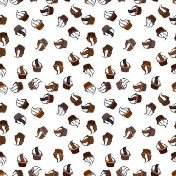 Vector illustration. Cupcake seamless pattern. Sweets background design. Cute bi Stock Illustration