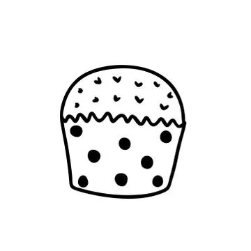 Vector illustration of a cupcake in the style of Doodle. Isolated cupcake on a Stock Illustration