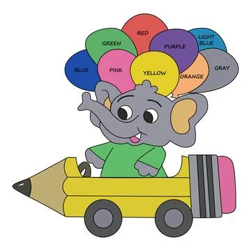 Vector Illustration of cute and adorable elephant with colorful balloons Stock Illustration