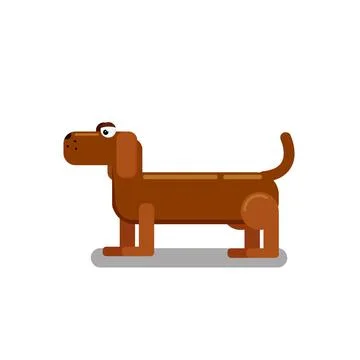 Vector illustration of cute and funny cartoon dachshund in a flat style Illustrazione stock