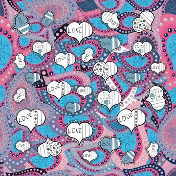 Vector illustration. Cute and nice little hearts in seamless pattern. To print o Stock Illustration