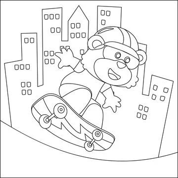 Vector illustration of cute bear on skate board. Cartoon isolated vector Stock Illustration