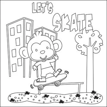 Vector illustration of cute bear on skate board. Cartoon isolated vector Stock Illustration