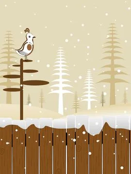 Vector illustration with cute bird &amp; snow flakes Stock Illustration
