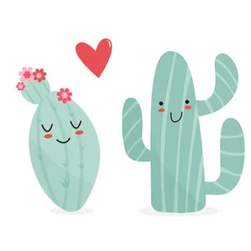 Vector illustration of cute cacti in a pot Stock Illustration