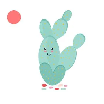 Vector illustration of cute cactus in a pot Stock Illustration