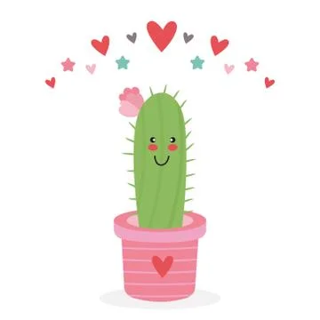Vector illustration of cute cactus in a pot Stock Illustration