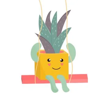 Vector illustration of cute cactus in a pot Stock Illustration