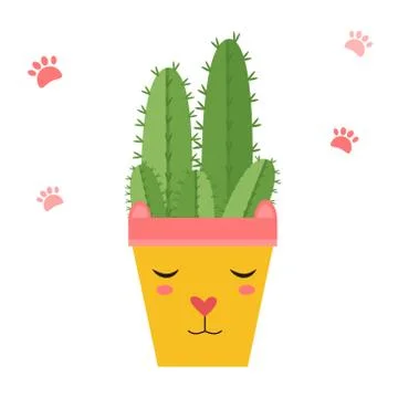Vector illustration of cute cactus in a pot Stock Illustration