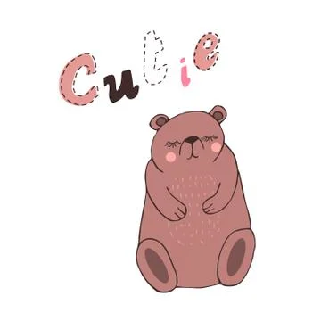 Vector illustration of a cute cartoon bear. Stock Illustration
