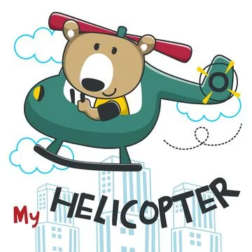 Vector illustration of cute cartoon bear pilot. Cartoon character for child.. Stock Illustration