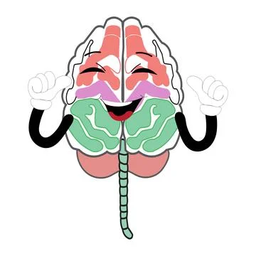 Vector illustration of cute cartoon brain mascot Stock Illustration