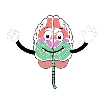Vector illustration of cute cartoon brain mascot Stock Illustration
