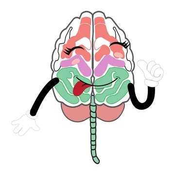 Vector illustration of cute cartoon brain mascot Stock Illustration