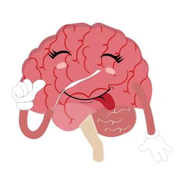 Vector illustration of cute cartoon brain mascot Stock Illustration