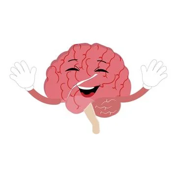 Vector illustration of cute cartoon brain mascot Stock Illustration