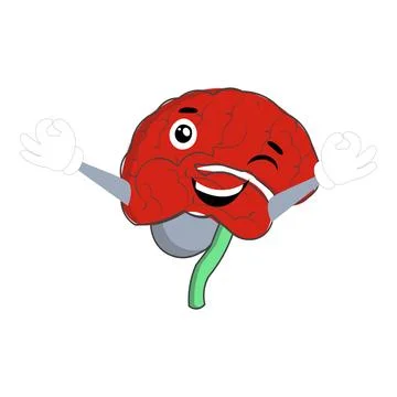 Vector illustration of cute cartoon brain mascot Stock Illustration