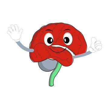 Vector illustration of cute cartoon brain mascot Stock Illustration