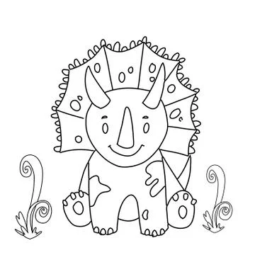 Vector illustration of cute cartoon dinosaur character for children, coloring Stock Illustration