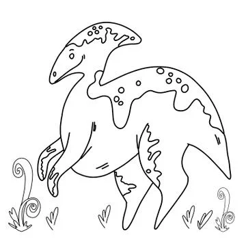 Vector illustration of cute cartoon dinosaur character for children, coloring Stock Illustration