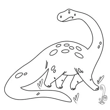 Vector illustration of cute cartoon dinosaur character for children, coloring Stock Illustration