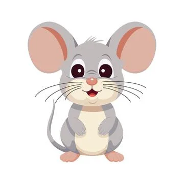 Vector illustration. Cute cartoon mouse on a white background. Stock Illustration