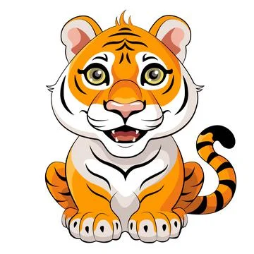 Vector Illustration of a Cute Cartoon Tiger isolated on a white background Stock Illustration