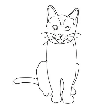 Vector illustration of a cute cat. empty outline isolated on a white background Stock Illustration