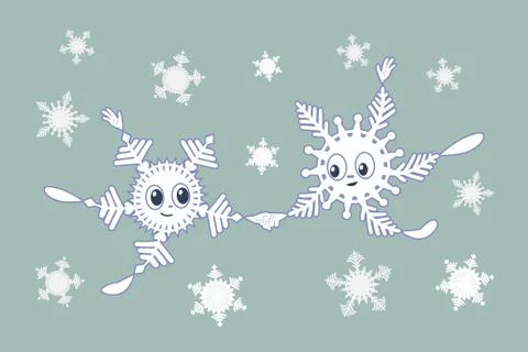 Vector illustration of cute characters snowflakes for winter's holidays. Stock Illustration