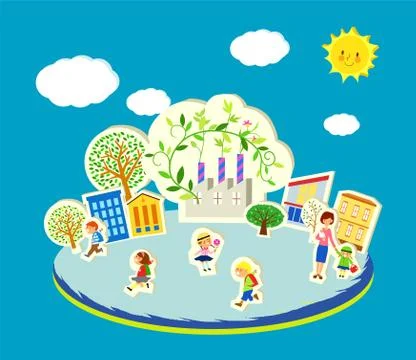 A vector illustration of cute children going to school Stock Illustration
