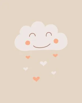 Vector illustration of cute cloud in boho style. Stock Illustration