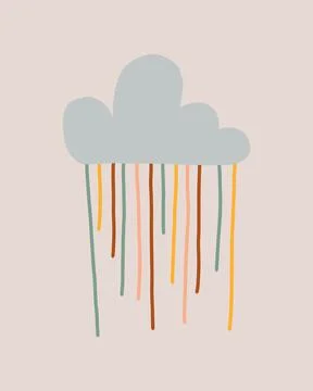 Vector illustration of cute cloud in boho style. Illustrazione stock