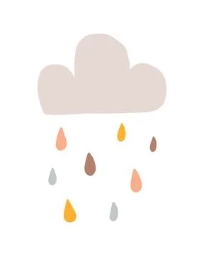 Vector illustration of cute cloud in boho style. Stock Illustration