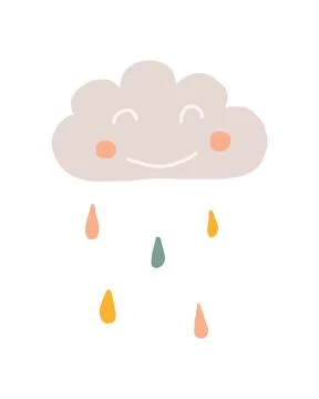Vector illustration of cute cloud in boho style. Stock Illustration