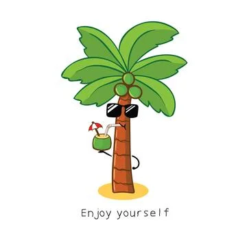 Vector illustration cute coconut tree Mascot Character Vector illustration .. Stock Illustration