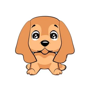 Vector illustration of cute dog in flat style shows sad emotion. Crying emoji Stock Illustration