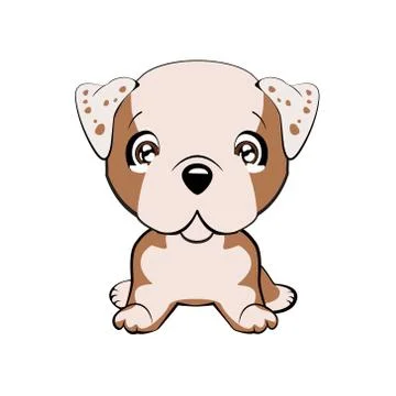 Vector illustration of cute dog in flat style shows sad emotion. Crying emoji Stock Illustration