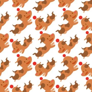 Vector illustration cute dogs characters seamless pattern purebred puppy comic Stock Illustration