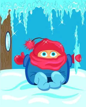 Vector illustration with a cute dressed up child sitting on the snow Stock Illustration